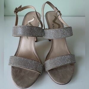 Embellished Taupe Women's Slingback Sandals